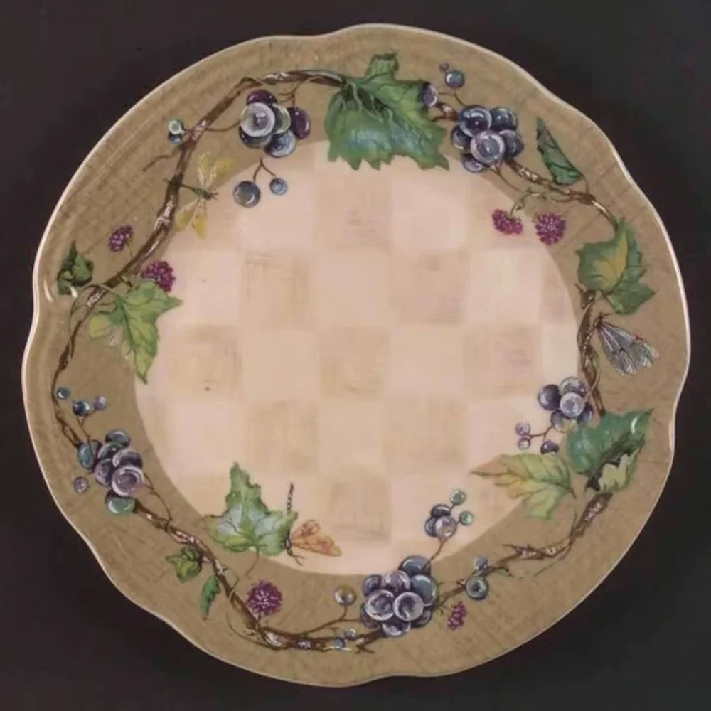 4 Tracy Porter CLARET COLLECTION Dinner Plates grapes scalloped in Box ~12 Avail